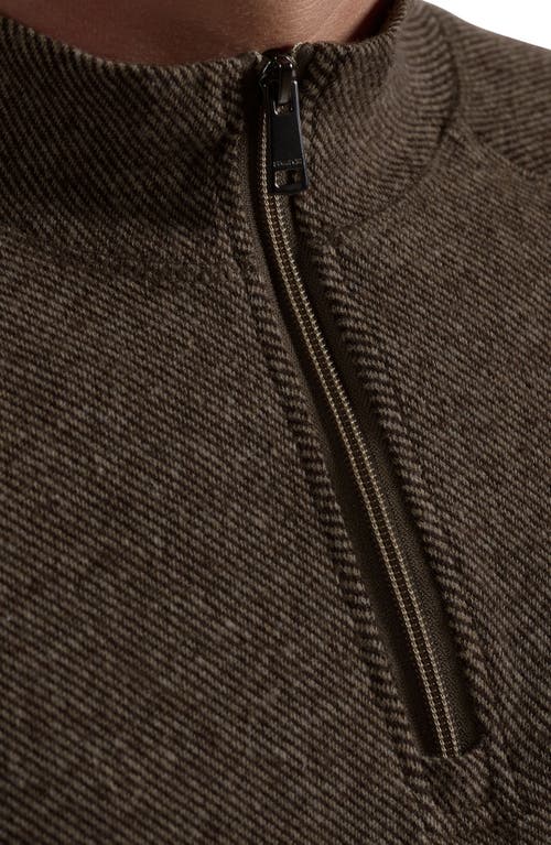 Bugatchi Brushed Cotton Blend Quarter Zip Pullover In Brown