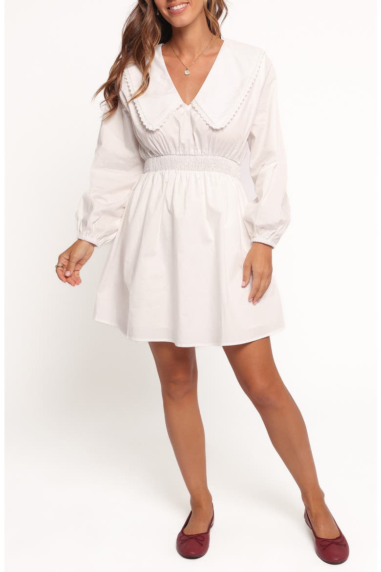 Nerida Long Sleeve Cotton Minidress, Main, color, WHITE