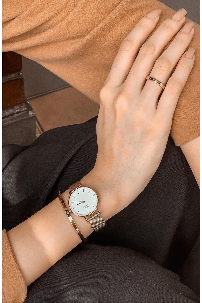 Petite Evergold Mesh Strap Watch, 28mm & Bracelet Set, Alternate, color, GOLD