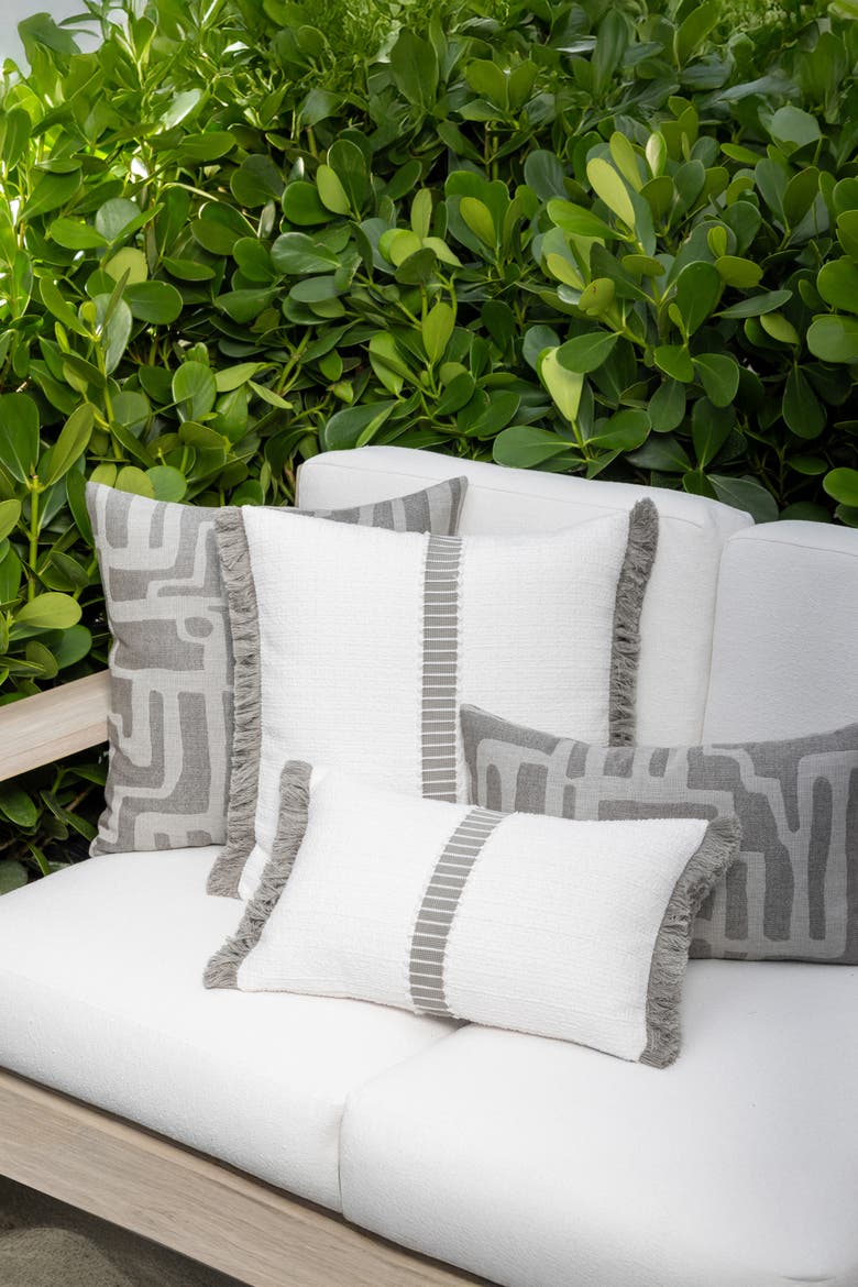 Deluxe Boucle Textured Indoor & Outdoor Woven Accent Pillow, Alternate, color, Cloud