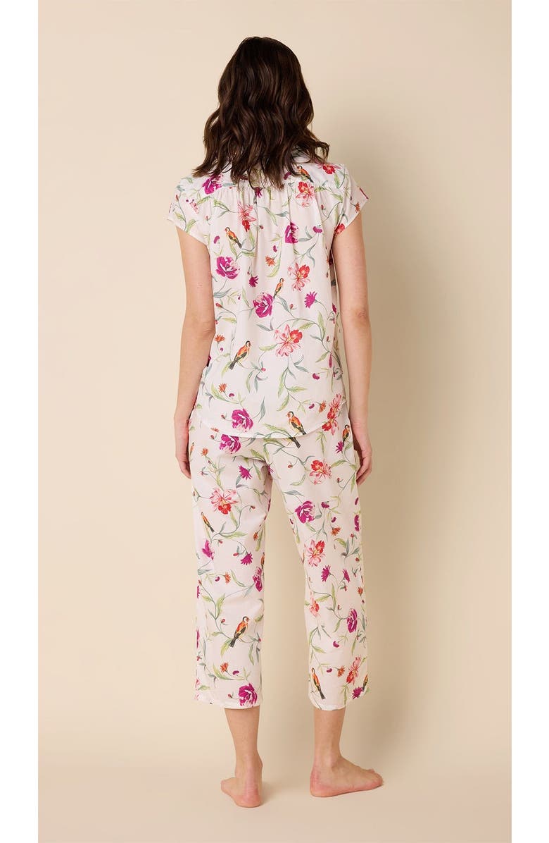 The Cat's Pajamas Luxe Pima Cropped Pajama Print Set, Alternate, color, Rosa & Bird