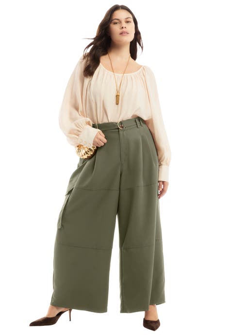 High-Rise Wide-Leg Cargo Pants (Plus Available)