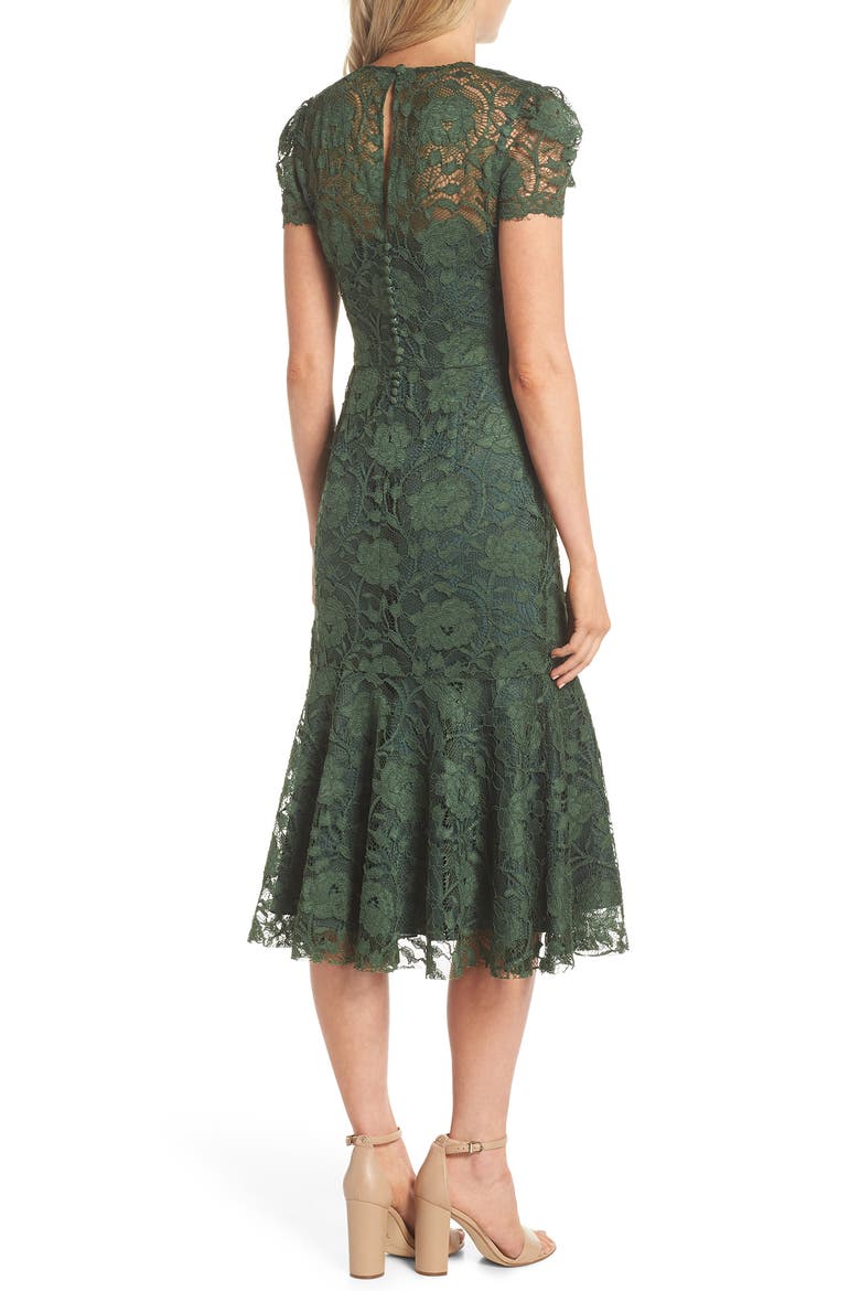 Eve Lace Midi Dress, Alternate, color, FOREST GREEN