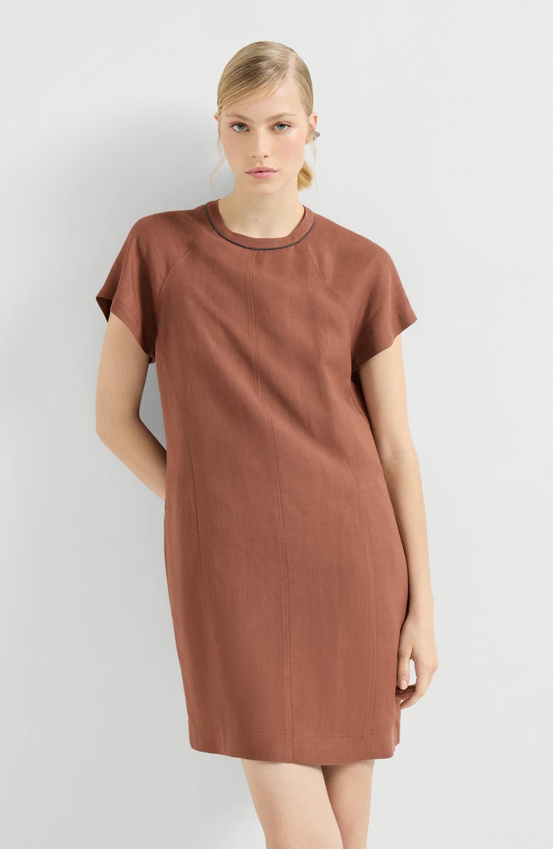Brunello Cucinelli Fluid twill t-shirt dress, Alternate, color, Orange