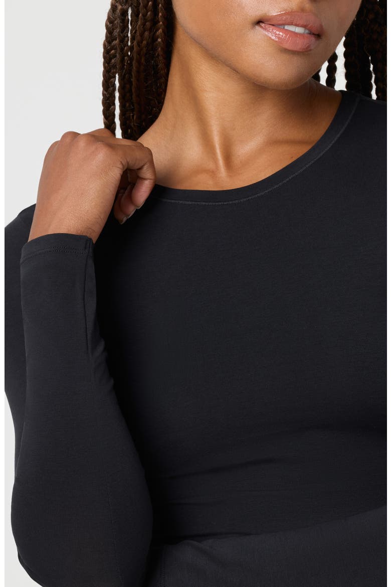 Softie Cotton Blend Long Sleeve Top, Alternate, color, BLACK