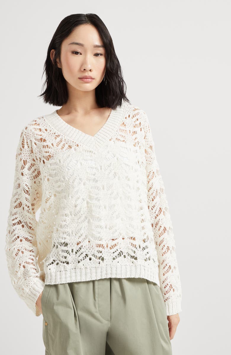 Brunello Cucinelli Foliage Lace sweater, Alternate, color, 
