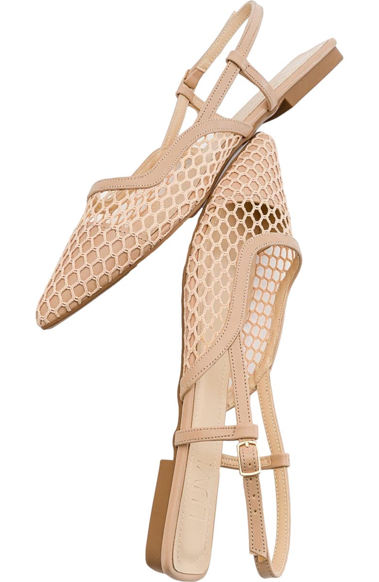 Prologue Shoes Brace Blue Mesh Flat Sandal, Alternate, color, Beige Faux Leather