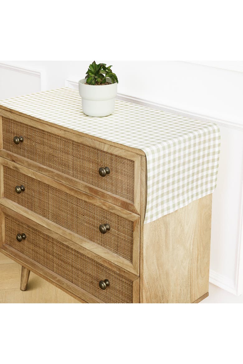 Linen Table Runner - Gingham Check, Alternate, color, Sage