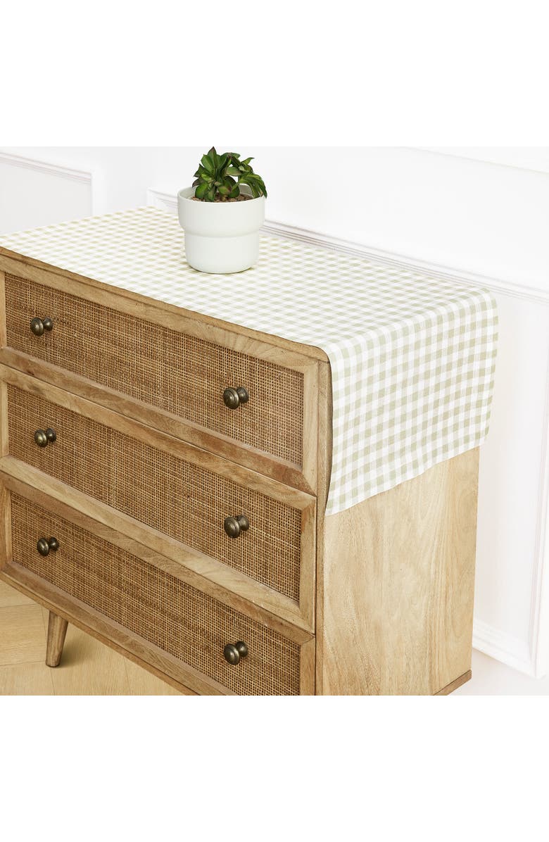 Solino Home Linen Table Runner for Dining Table, Holiday and Everyday Table Decor - Gingham Check, Alternate, color, Sage