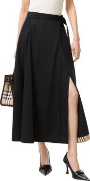 Burberry Belina Belted Wool Twill Skirt