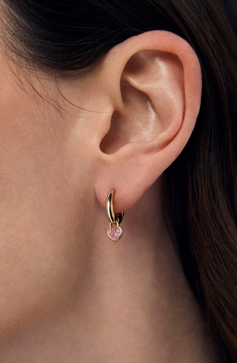 Dean Davidson Cherie Heart Charm Huggie Hoop Earrings, Alternate, color, Pink