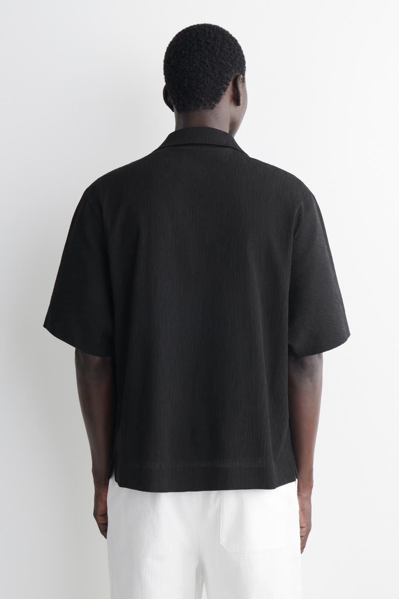 Crinkled-cotton Shirt, Alternate, color, BLACK