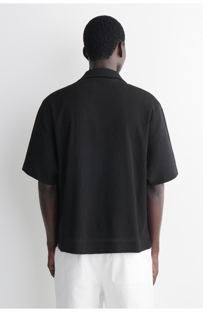 COS Crinkled-cotton Shirt, Alternate, color, Black