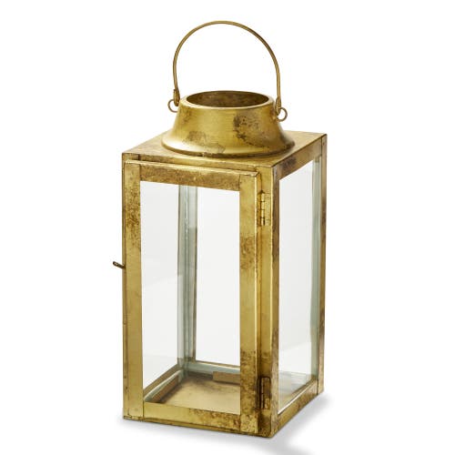 Tag Liam Lantern Antique Brass Candle Holder Elegant Iron Design In Gold