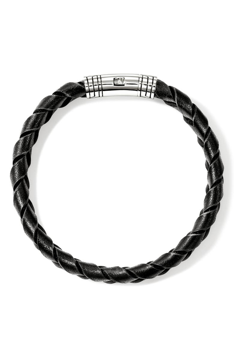 John Hardy Leather & Sterling Silver Bracelet, Alternate, color, Black/ Silver