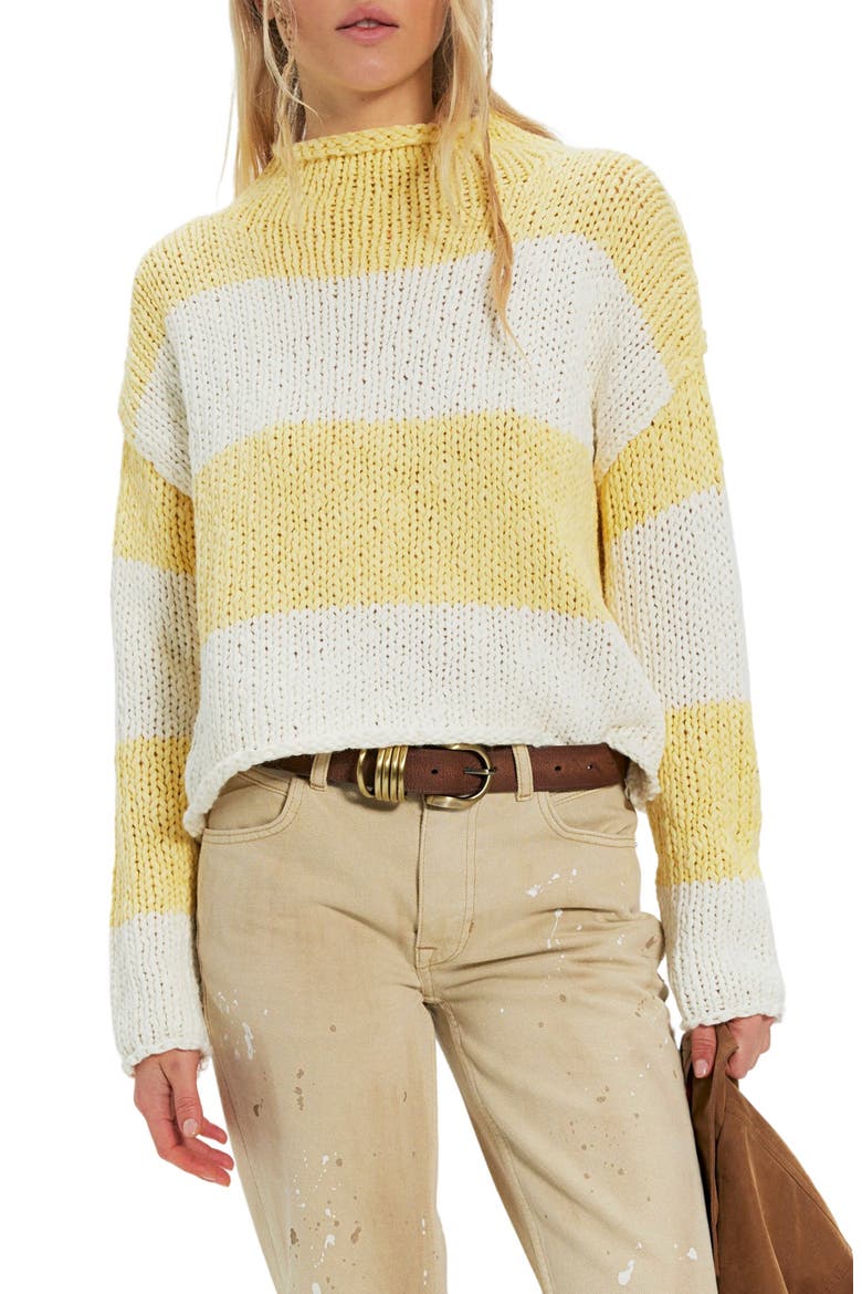Rugby Stripe Sweater, Main, color, LEMON COMBO