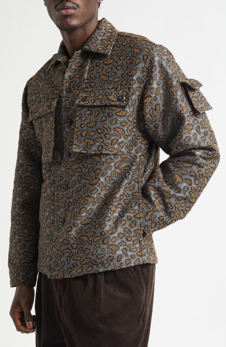 BEAMS Camo Jacquard Shirt Jacket, Alternate, color, Brown