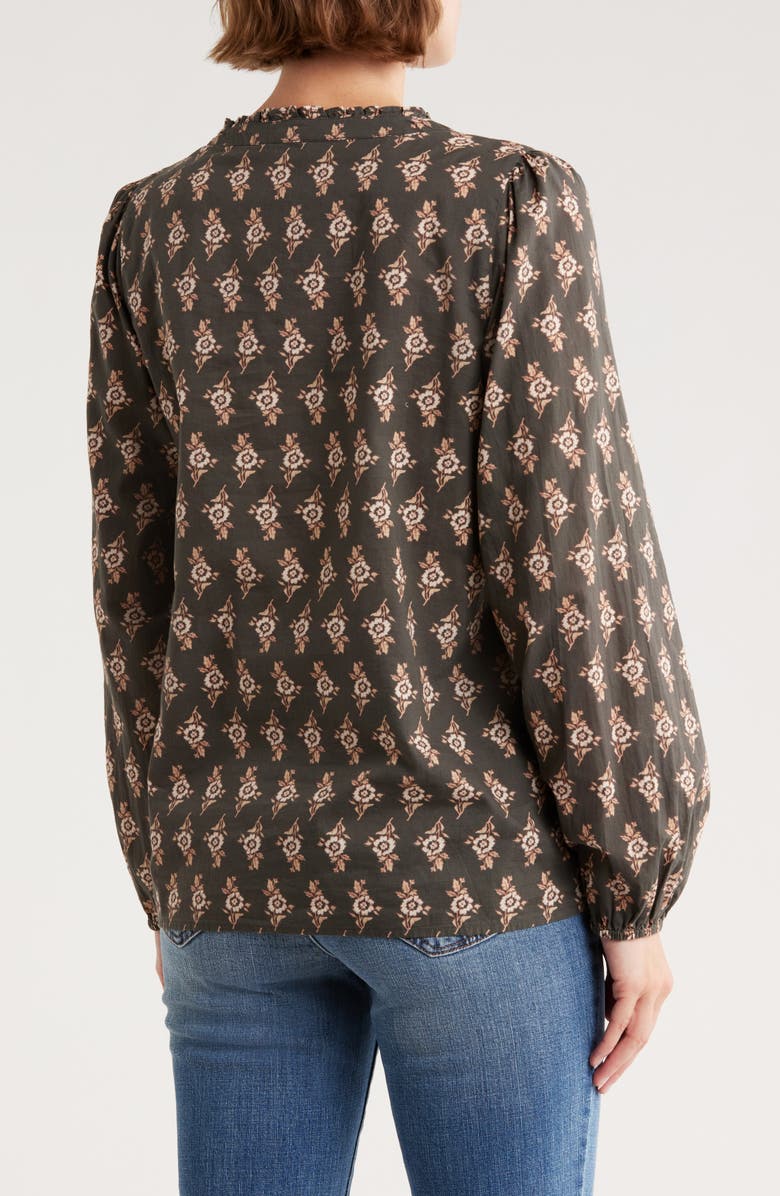 Lucky Brand Floral Long Sleeve Button-Up Shirt, Alternate, color, Black Floral