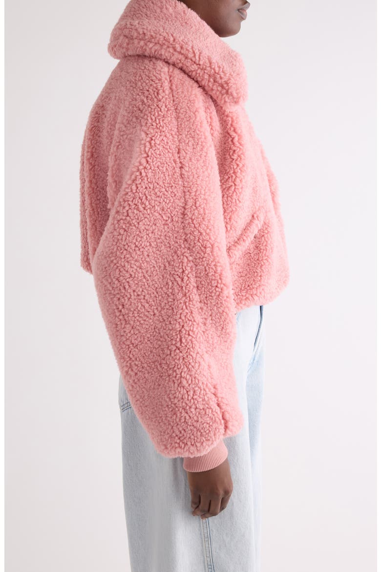 Crop Faux Shearling Bomber Jacket, Alternate, color, LIGHT PINK