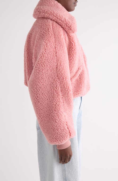 Givenchy Crop Faux Shearling Bomber Jacket In Pink