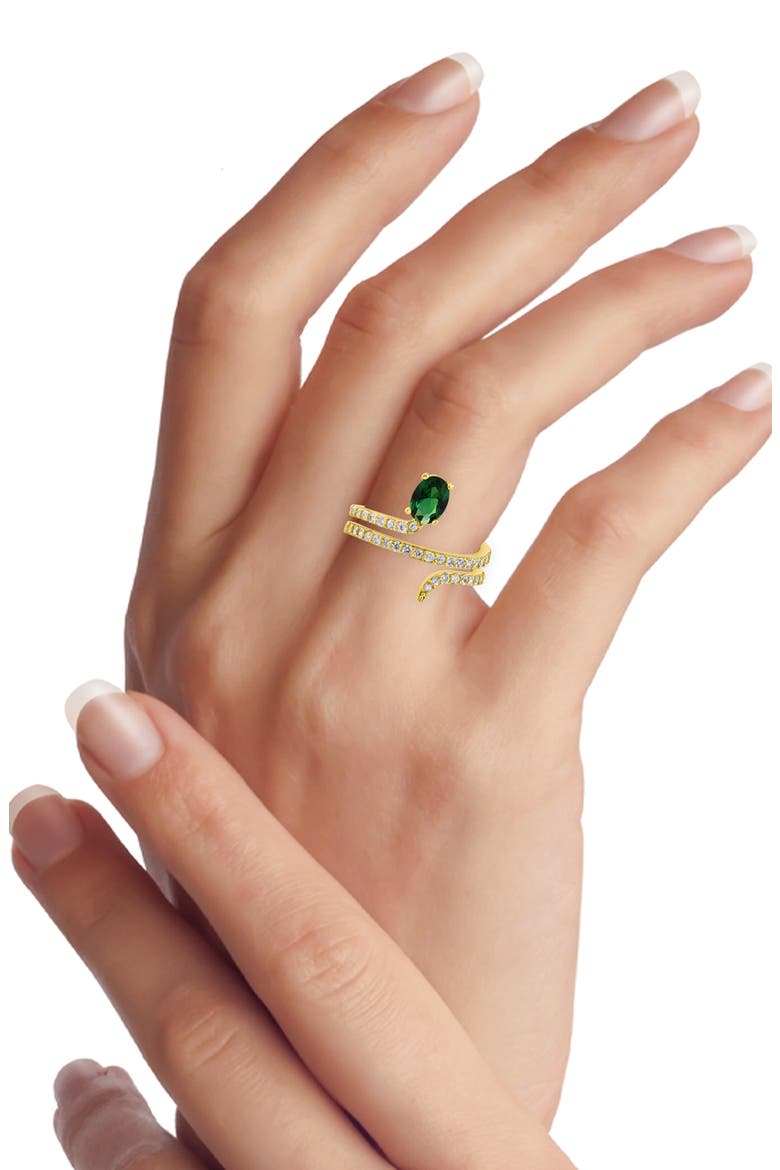 Serpent Cubic Zirconia Ring, Alternate, color, GREEN/ GOLD