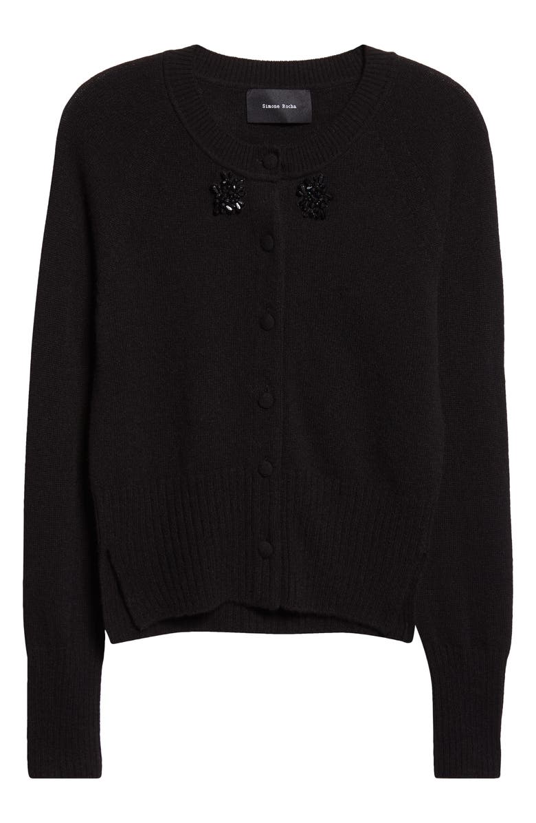 Simone Rocha Embellished Cashmere Cardigan, Alternate, color, Black/ Jet