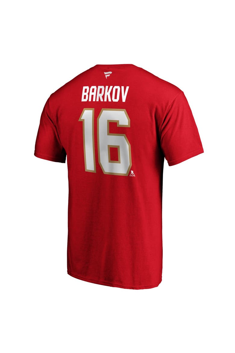 Men's Fanatics Branded Aleksander Barkov Red Florida Panthers Team Authentic Stack Name & Number T-Shirt, Alternate, color, Red