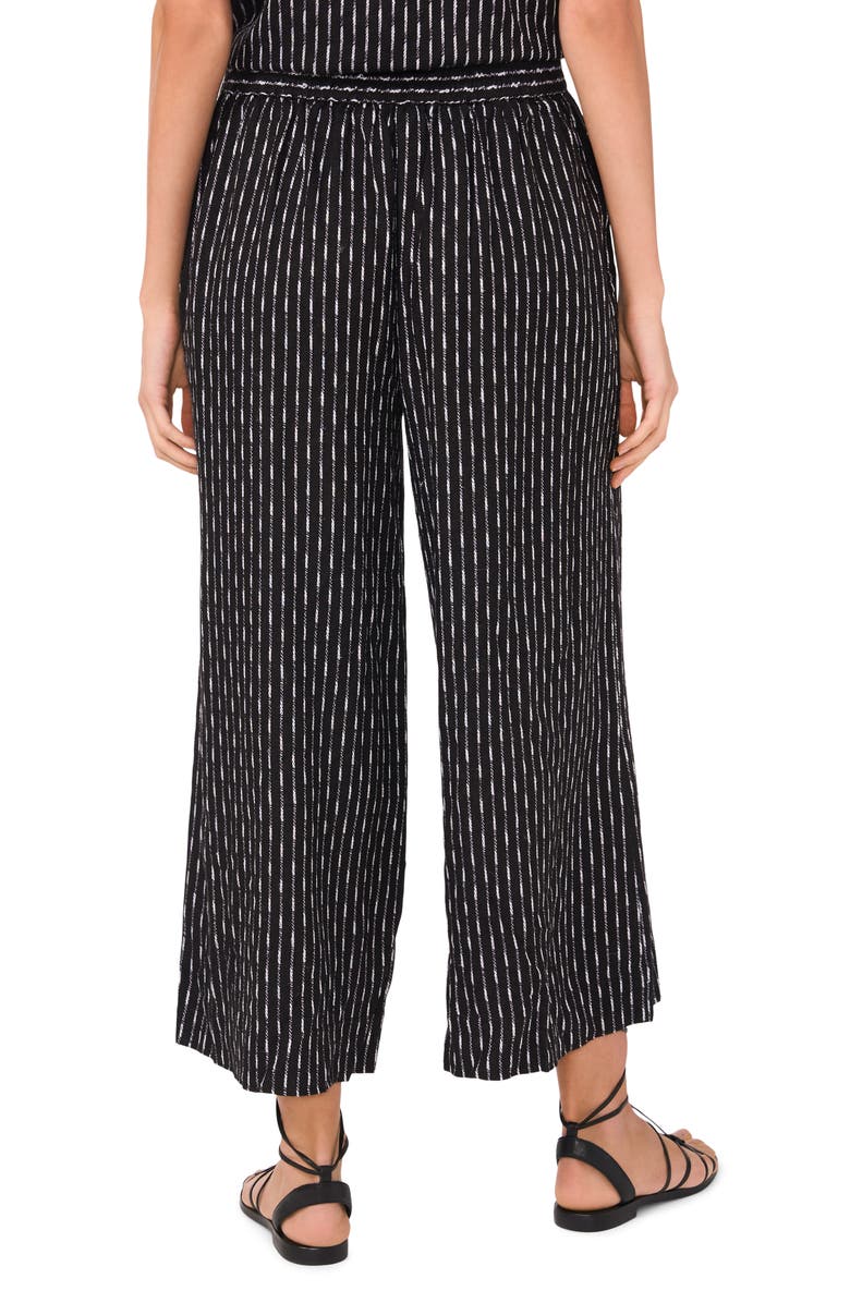 Vince Camuto Textured Stripe Crop Wide Leg Pants, Alternate, color, Rich Black
