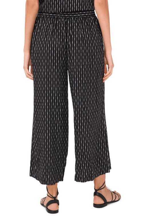 Vince Camuto Textured Stripe Crop Wide Leg Pants In Black