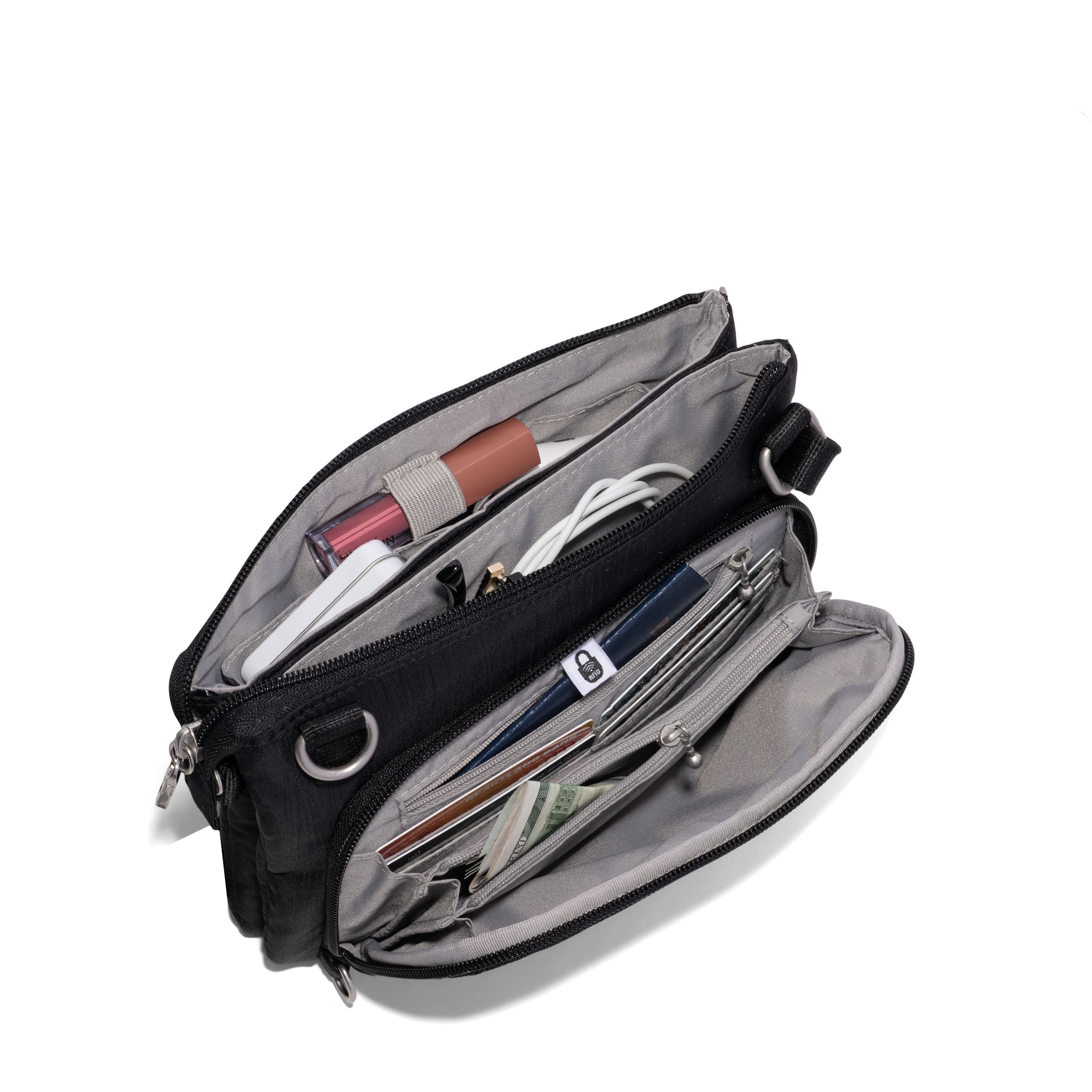 BAGGALLINI Securtex Anti-Theft Stash Crossbody, Alternate, color, Black