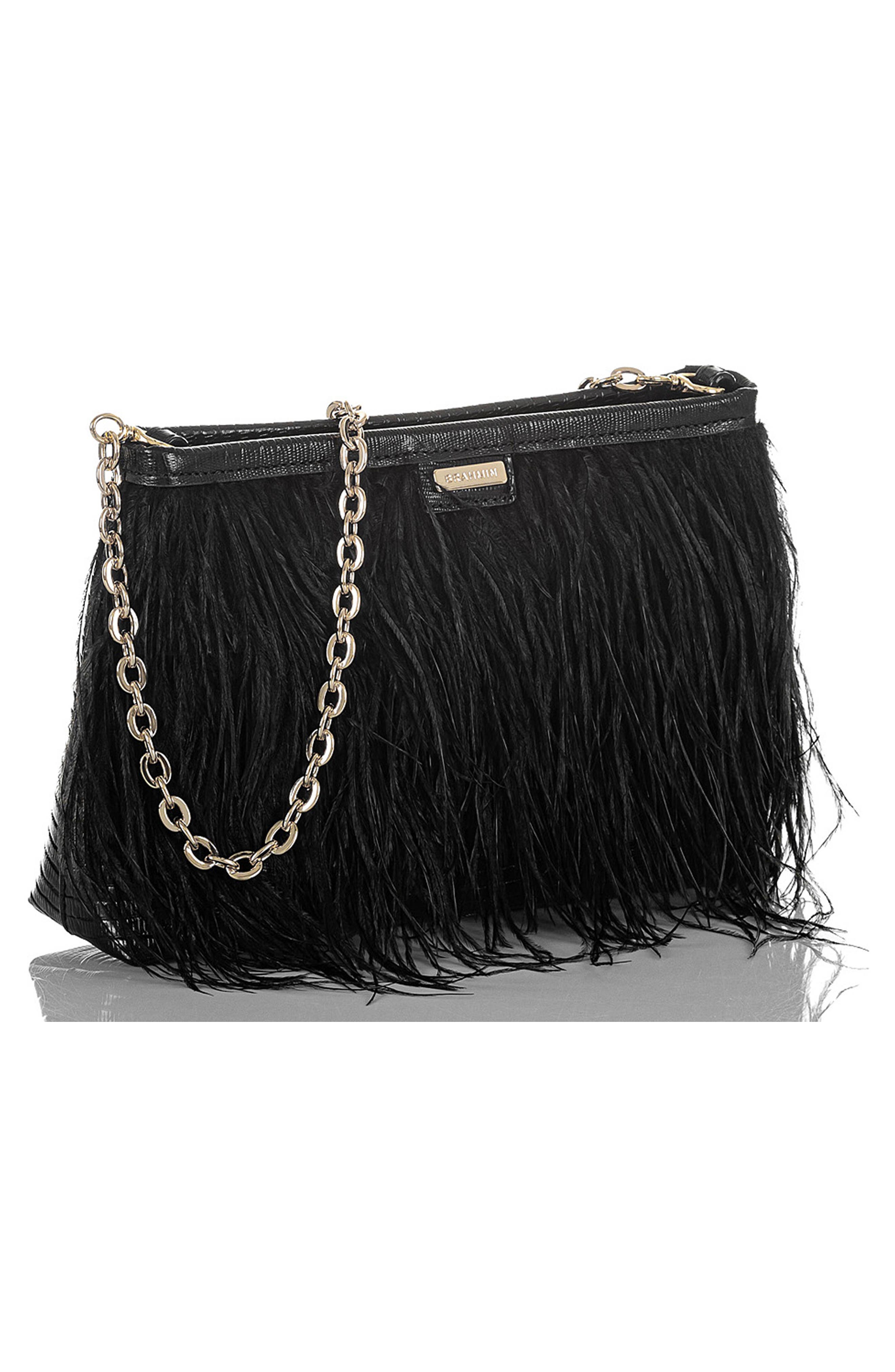 Brahmin Mod Lorelei Feather & Lizard Embossed Leather Shoulder Bag, Alternate, color, 