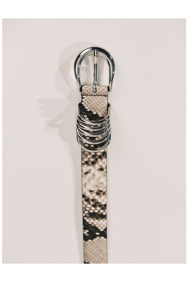 Hollyhock Two Tone Exotic Embossed Leather Belt, Alternate, color, BLACK CROCO & BROWN SNAKESKIN