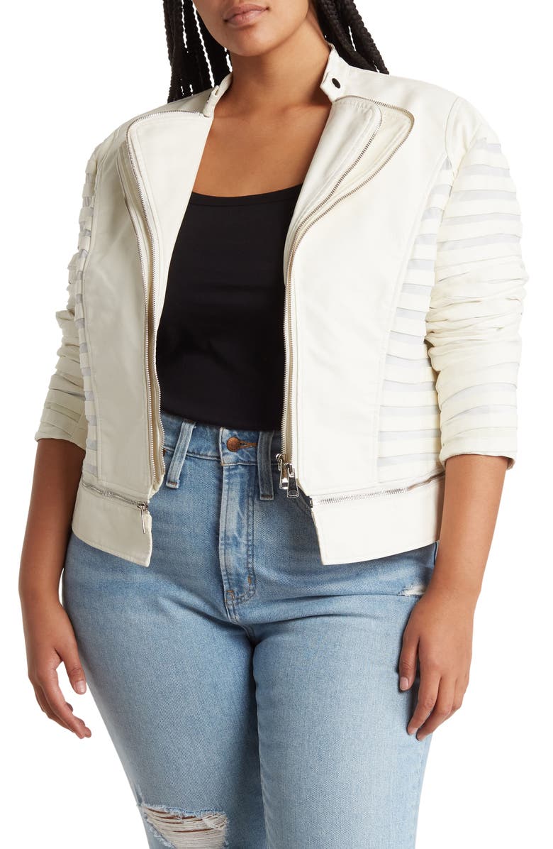 AZALEA WANG Striped Faux Leather Jacket, Main, color,