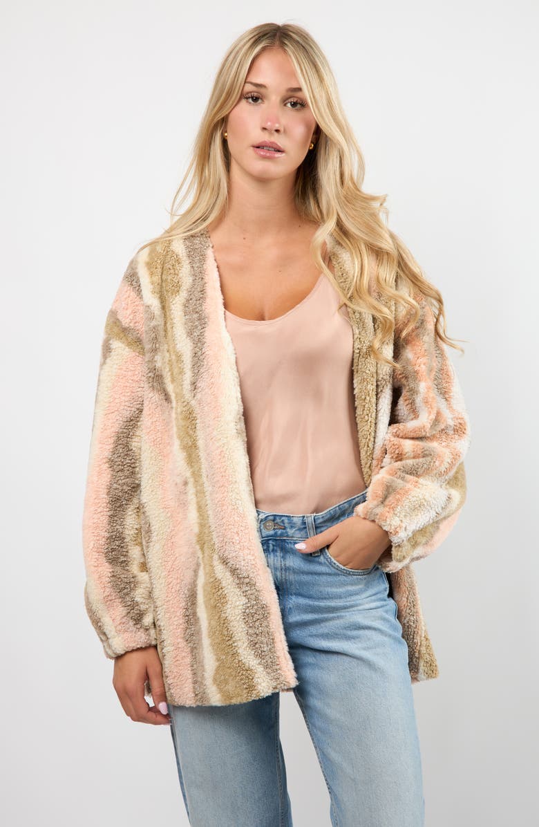 Viens Avec Moi Driftwood High Pile Fleece Jacket, Alternate, color, Blush