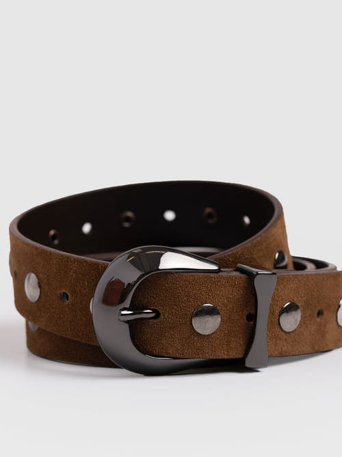 Saint + Sofia Roxie Studded Belt In Brown