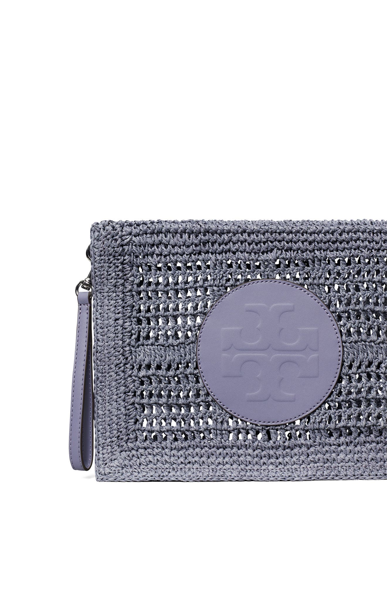 Tory Burch Ella Hand Crochet Wristlet, Alternate, color, Gray