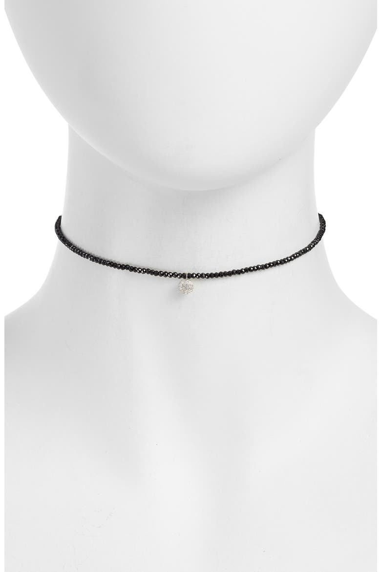 Diamond Charm Choker Necklace, Main, color, WHITE GOLD