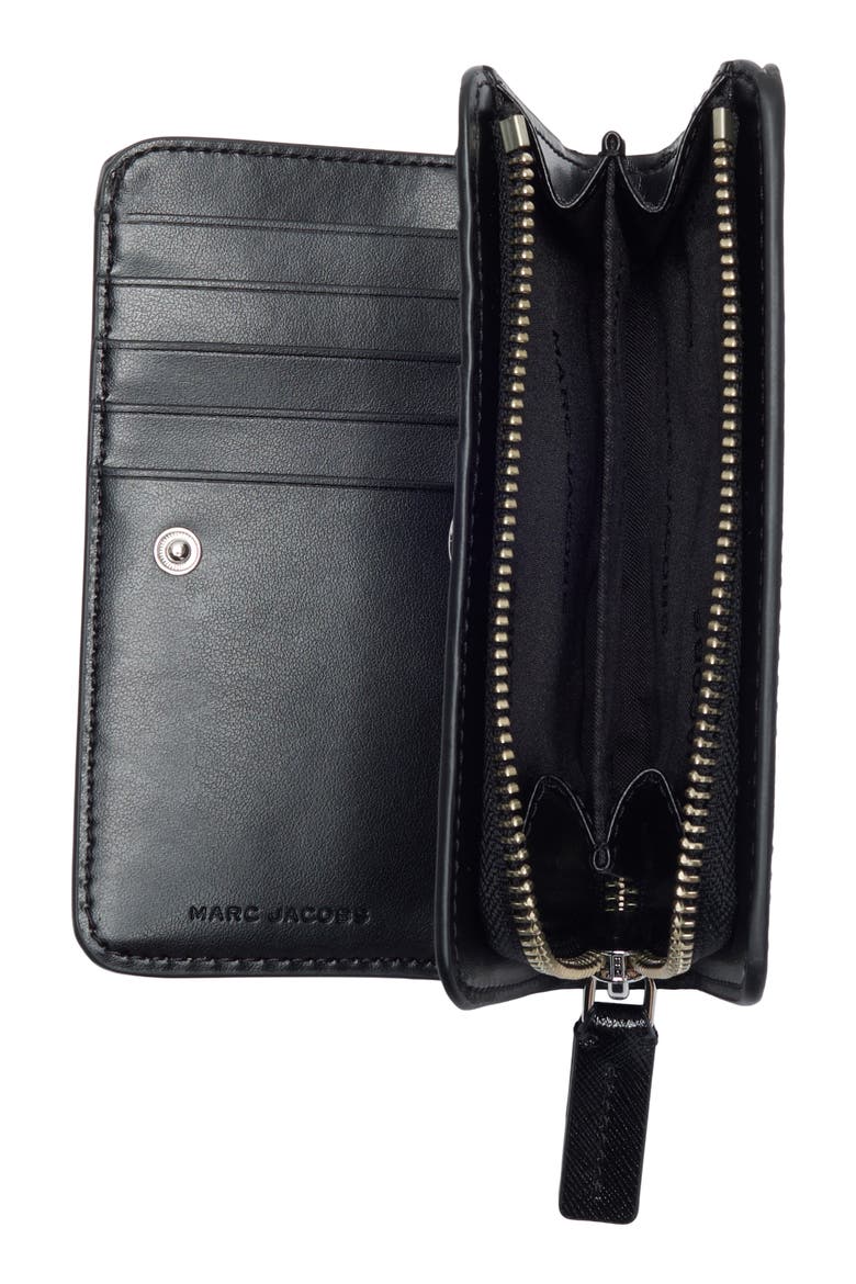 Compact Leather Wallet, Alternate, color, BLACK