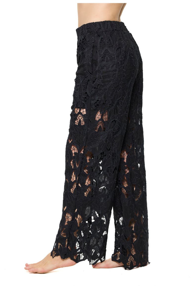 Guipure Lace Beach Pant Cover-Up, Alternate, color, Black