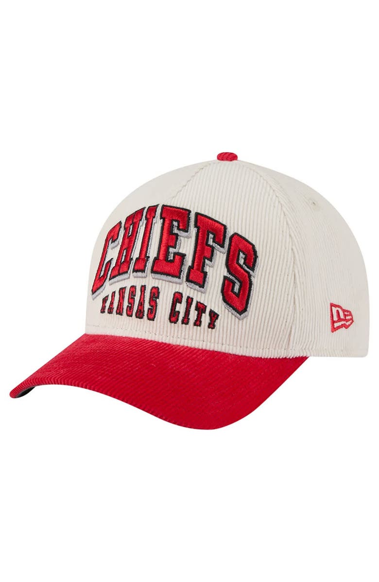 New Era Men's New Era Cream/Red Kansas City Chiefs Two-Tone Sided Corduroy 9FORTY A-Frame Adjustable Hat, Alternate, color, Cream