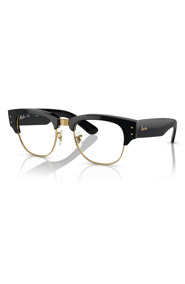 Ray-Ban 50mm Mega Clubmaster Square Optical Glasses, Alternate, color, Black