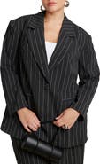 ELOQUII Oversized Pinstripe Blazer