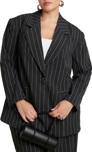 ELOQUII Oversized Pinstripe Blazer