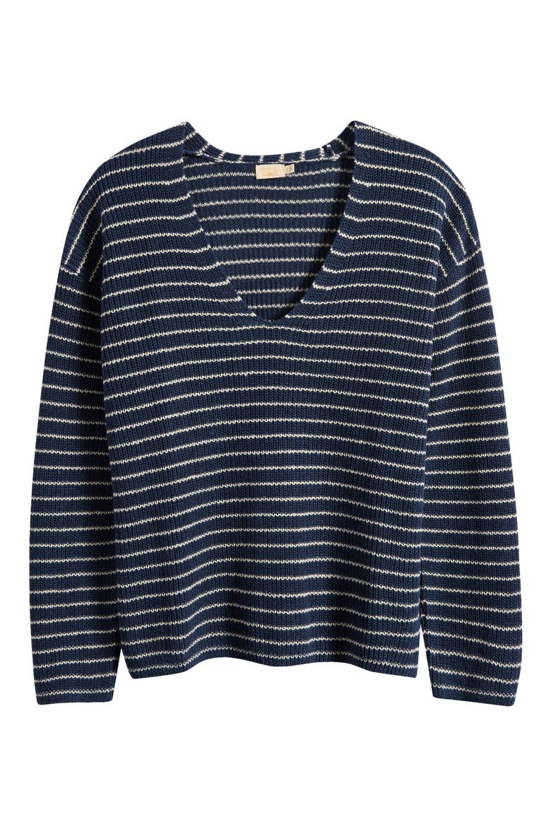 Miramar Stripe Deep V-Neck Sweater, Alternate, color, NAVY STRIPE