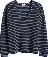 Faherty Miramar Stripe Deep V-Neck Sweater
