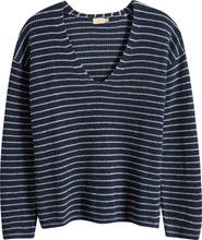 Faherty Miramar Stripe Deep V-Neck Sweater