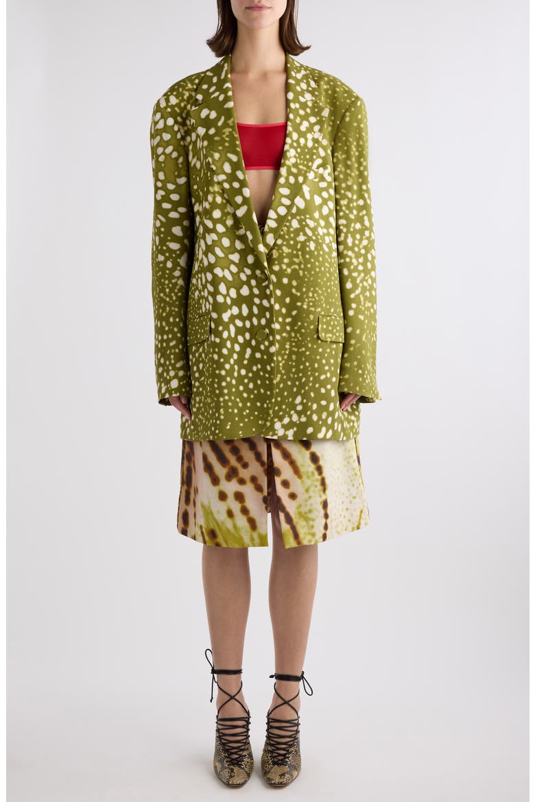 Sheraz Leopard Orchid Print Belted Midi Skirt, Alternate, color, OLIVE