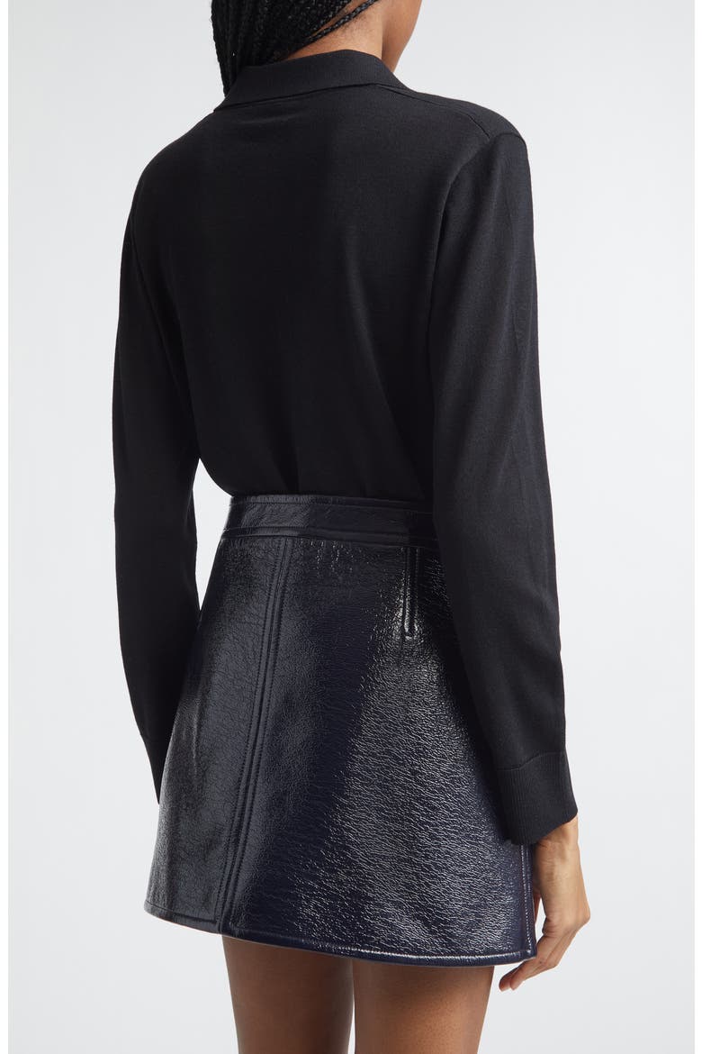 Merino Wool Polo Cardigan, Alternate, color, BLACK