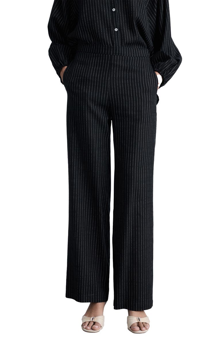 MANGO Pinstripe Straight Leg Pants, Main, color, 