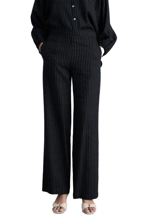 Pinstripe Straight Leg Pants